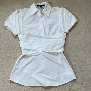 BCBG MaxAzria White Short Sleeve Shirt